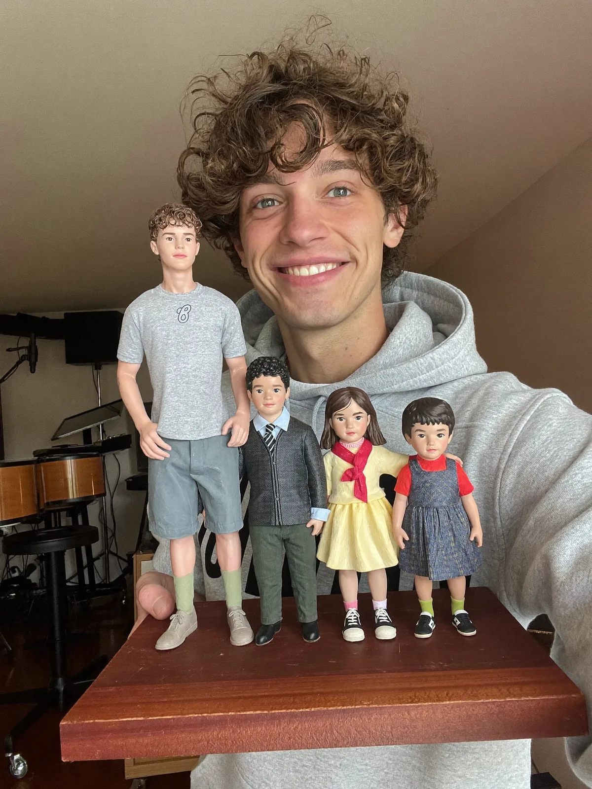 Hand-painted family sculpture group