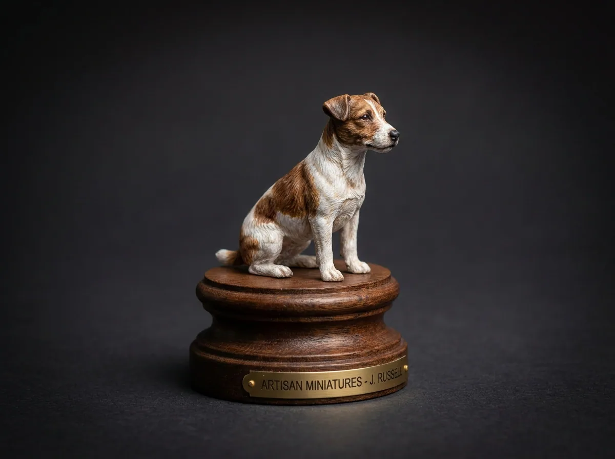 Hand-painted sculpture of a terrier