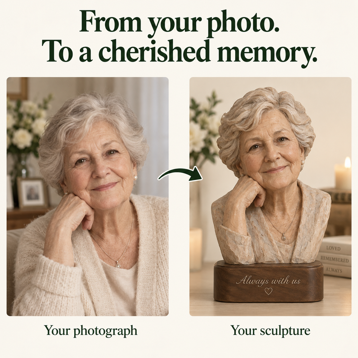 Custom Memorial Bust from Your Photos