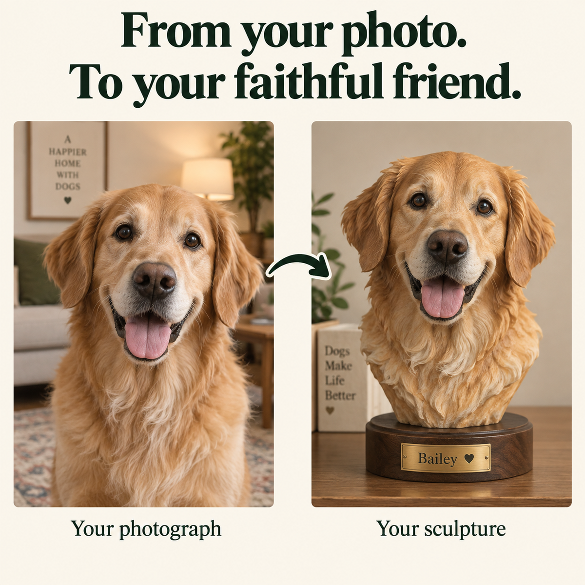 Custom Dog Bust from Your Photos