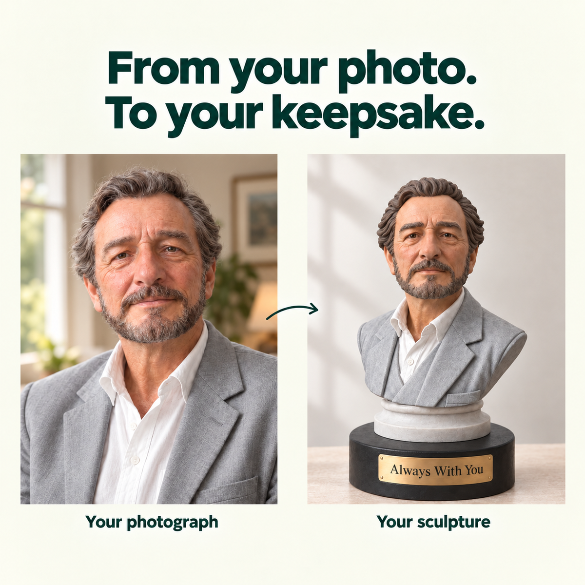 Custom Memorial Bust from Your Photos