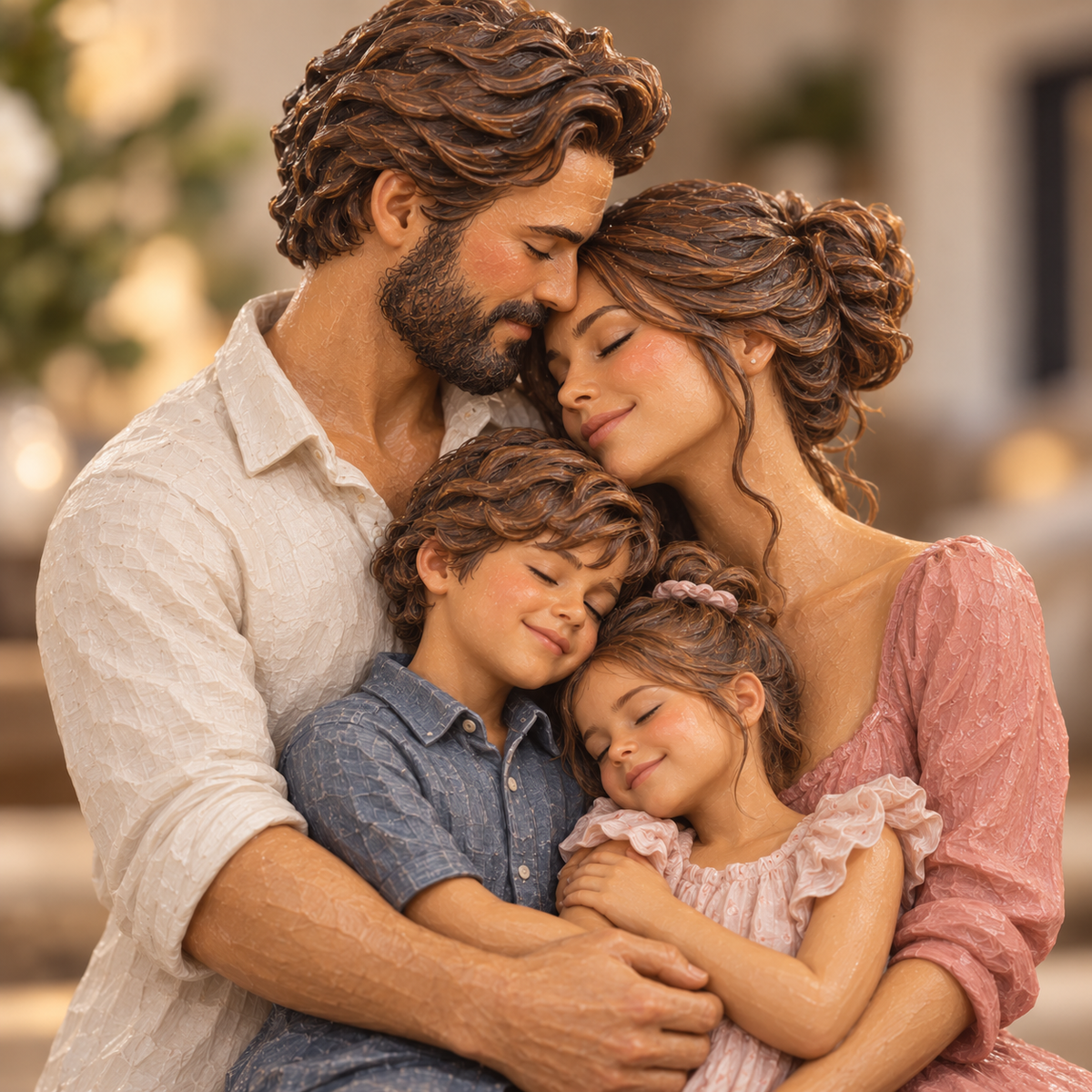 Custom family sculpture — close-up handcrafted detail