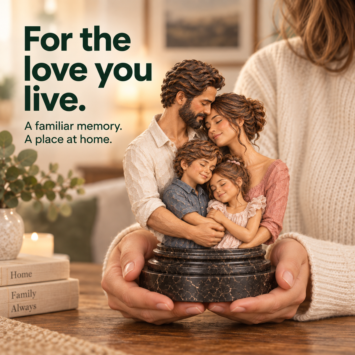 Custom family sculpture held in hands — personalized keepsake