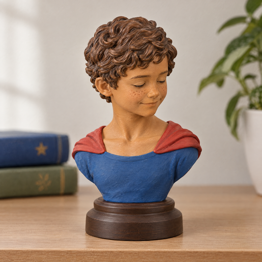 little legend bust design example 17, hand-painted style, displayed in natural light