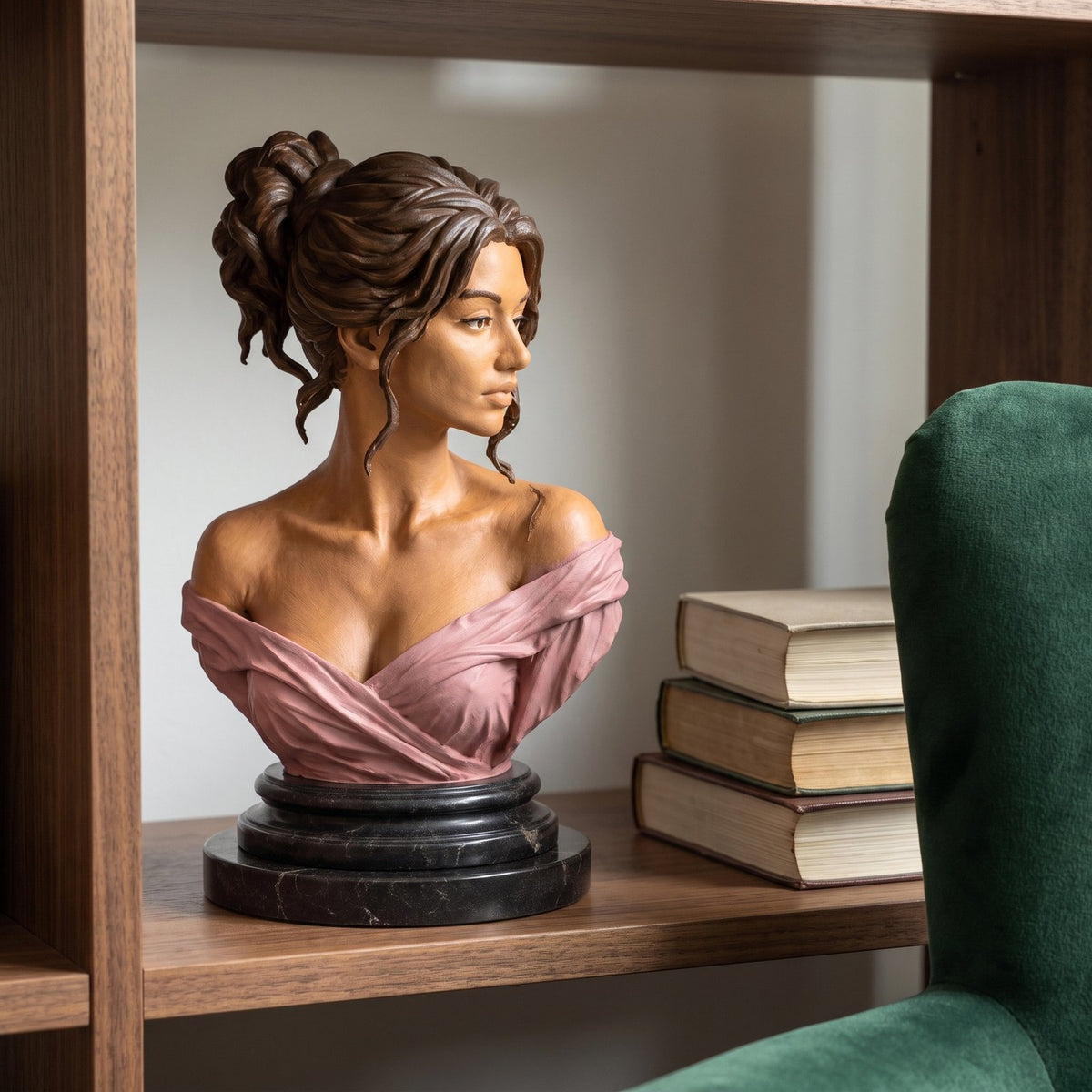 Your Portrait sculpture — another home setting. Illustrative product presentation.